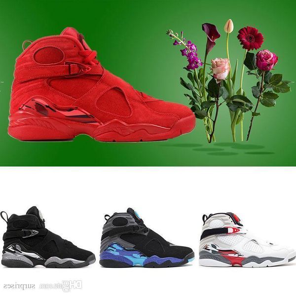 

new 2019 arrivel mens basketball shoes 8 valentines day aqua release chrome 8s sports sneakers trainers shoes size 8-13