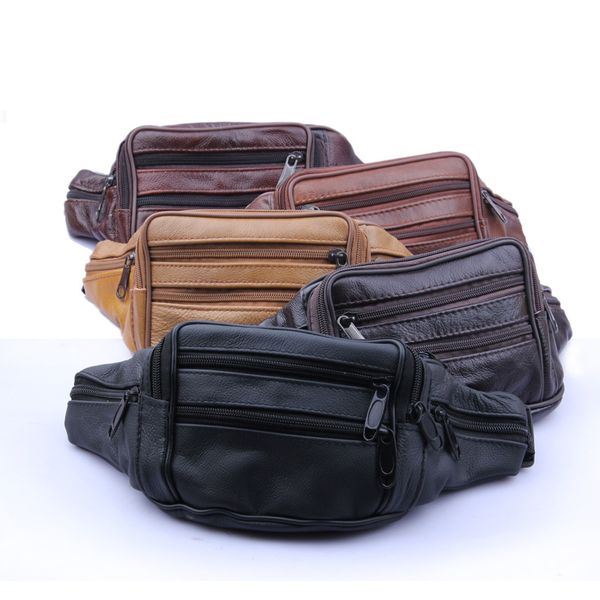 

fashion men genuine leather fanny bag for phone pouch male leather messenger bags brand fanny pack male travel waist bag men tq-016