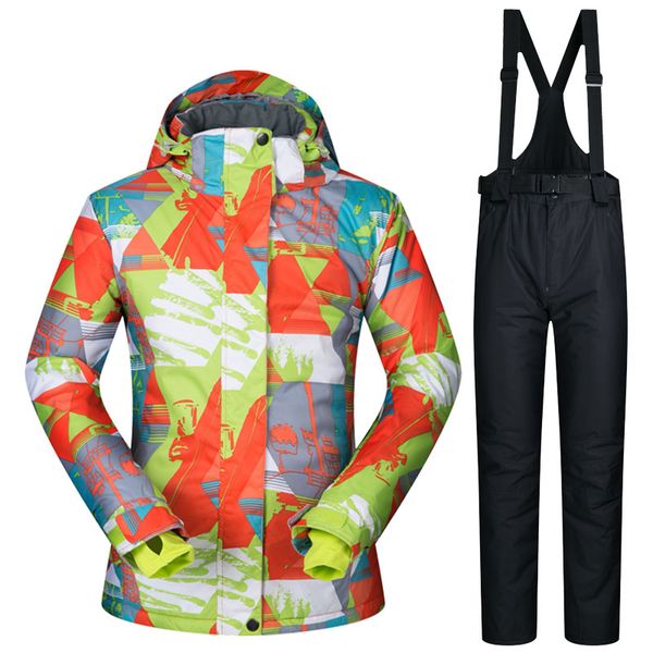 

ski suit women's brands waterproof windproof ski jackets and pants climbing new veneer and double board ladies suit