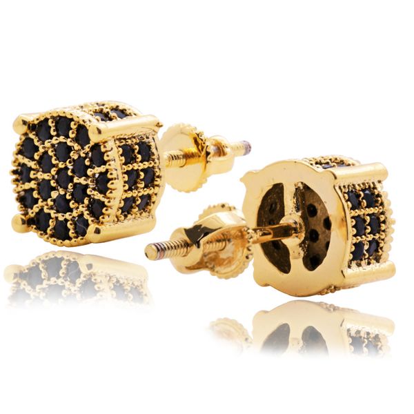 

diamond zircon earrings black diamond earrings hip-hop accessories, White