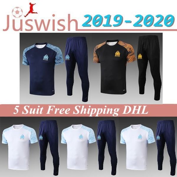 

19 20 marseille shirts tracksuit short long pants ocampos 2019 2020 tracksuit football jerseys thauvin germain short sleeve training suit, Black;red