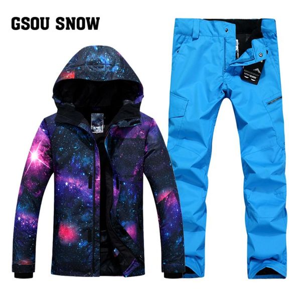 

gsou snow winter ski suits for men mountain skiing and snowboarding suits camouflage orange snow pants