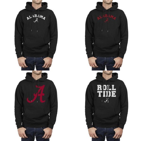 

fashion men american football college team alabama logo black fleece sweatshirt printing vintage band hoodies alabama crimson tide old