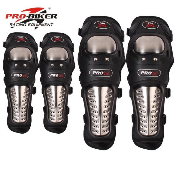 

4pcs/set motorcycle kneepad stainless steel moto elbow knee pads motocross racing protective gear protector guards kit, Black;gray