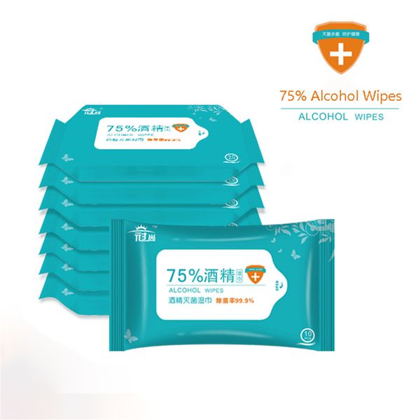 

10sheets/pack alcohol wet wipes disinfection portable alcohol swabs pads wipes antiseptic cleanser cleaning sterilization wet wipe wholesale