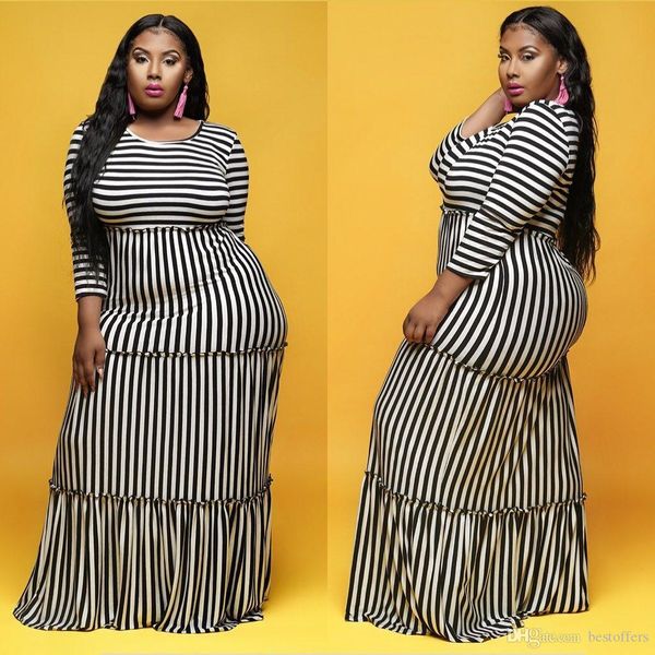 

плюс размер l-4xl fall winter sexy чередующийся макси платья 2019 женщины одежда повседневная сыпучие черный синий красный длинное платье ve, Black;gray