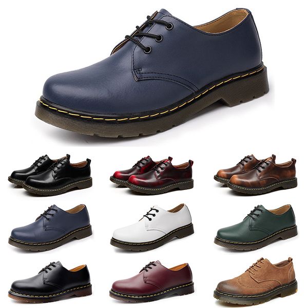 

2020 new designer casual shoes men leather black white blue business fashion platform flat party mens trainers sneaker size 38-45 color22