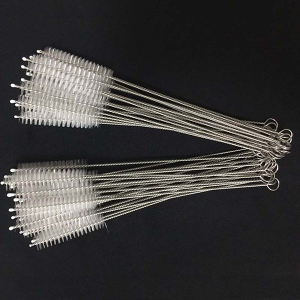 

100pcs/lot straw brush nylon catheter stainless steel straw brush 17.5cm fit for 6mm diameter straws