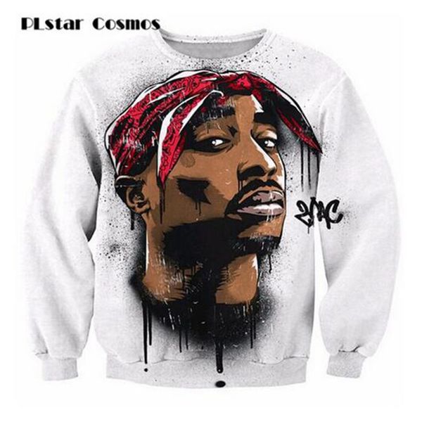 

plstar cosmos harajuku 2pac sweatshirt 3d long sleeve 0-neck pullover 2pac print sweatshirts hip hop jumper, Black