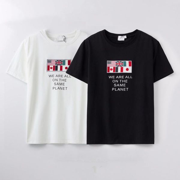 

2020 spring summer luxury europe same planet embroidery world nation flag tee t shirt men women short sleeve t shirt, White;black