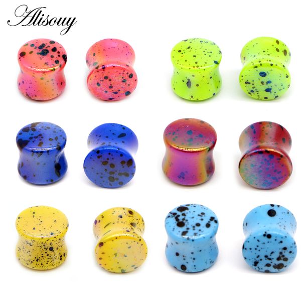 

pair new acrylic ear plugs tunnels piercing expander ear stretcher 4-20mm gauges flesh tunnels earring plugs body jewelry, Slivery;golden