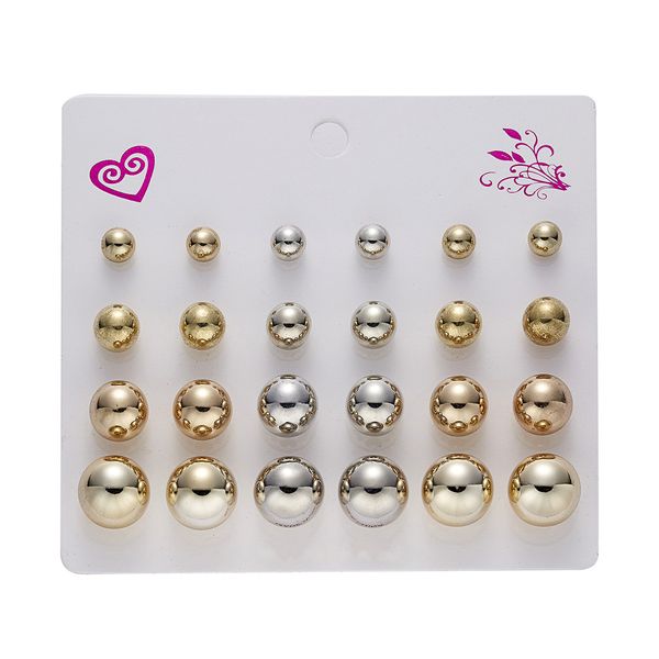 Orecchini a bottone con zirconi cubici per donna Orecchini a sfera rotondi semplici Set regali di gioielli per feste