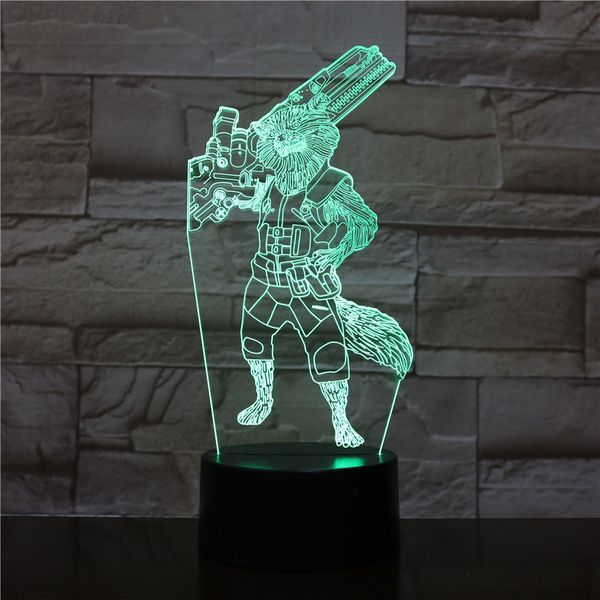 

3d led night light usb marvel the avengers super heroe rocket raccoon figure 3d illusion multicolor rgb bedroom table lamp 1989