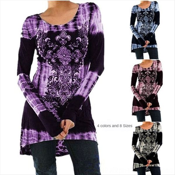 

2019 printed long-sleeved dress 4-color size 8 2019 printed long-sleeved dress 4-color size 8, White