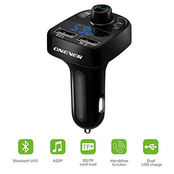 

bluetooth fm transmitter for car with dual usb charging ports hands-car charger radio receiver mp3 player audio module