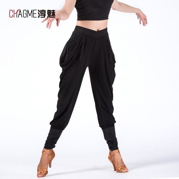

new latin dance clothes acrobatics tassels pants, Black;red