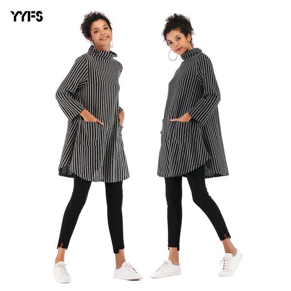 

selling autumn and winter new european and american womens double pocket striped jacket womens loose large long-sleeved sweater, White