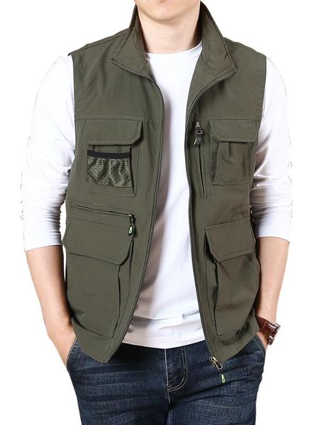 

2020 spring outdoor multi-pocket vest work waistcoat quick-drying men' fishing vest jacket, White;black
