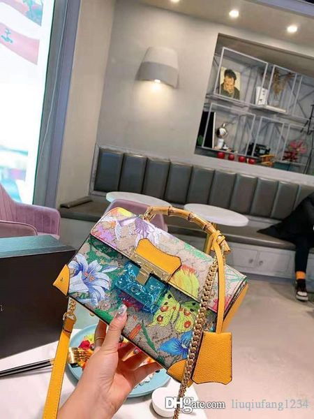 

2020 new flowers bamboo shoulder bucket bags woman backpack women's slope across genuine leather handbag women purses luxury women hand