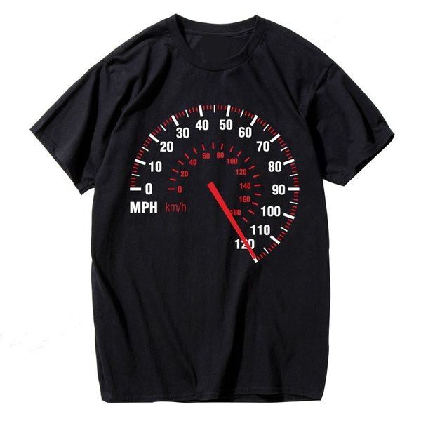 

brand design hanhent speedometer fashion t shirt men cotton summer car speed t -shirt black creative tees fitness clothing sale, White;black