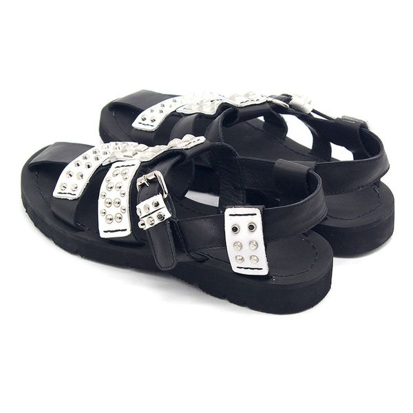 

fashion gladiator sandals men summer punk rivet hollow out platform shoes sandals casual leather sandalias hombre, Black