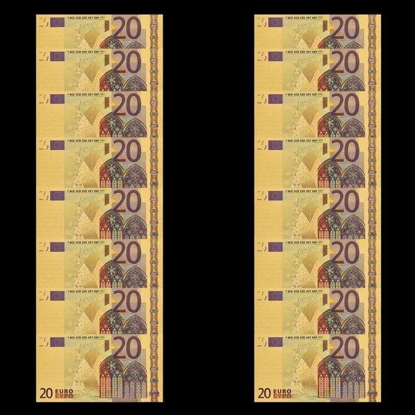 

50pcs fake gold banknote euro banknotes 20 euros pure gold foil paper money gold bill note for collection banknotes