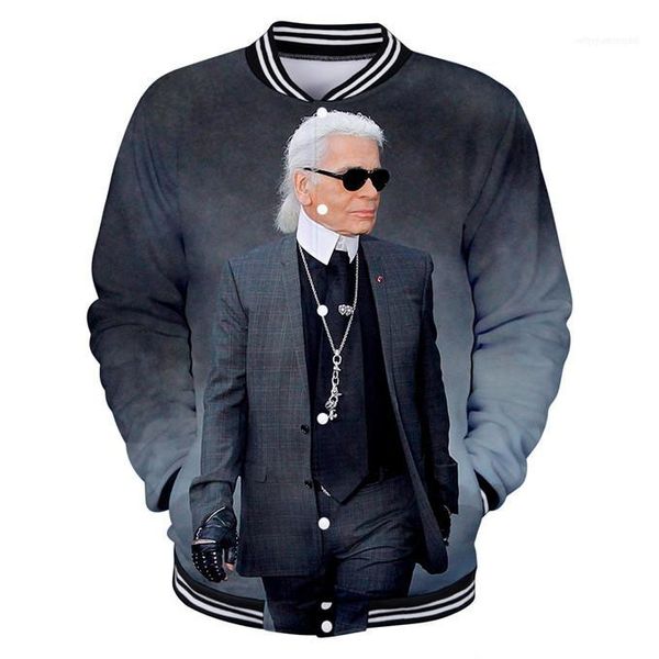 

sweatshirts lagerfeld designer long sleeve rip baseball uniform karl digital print hoodies single breasted, Black
