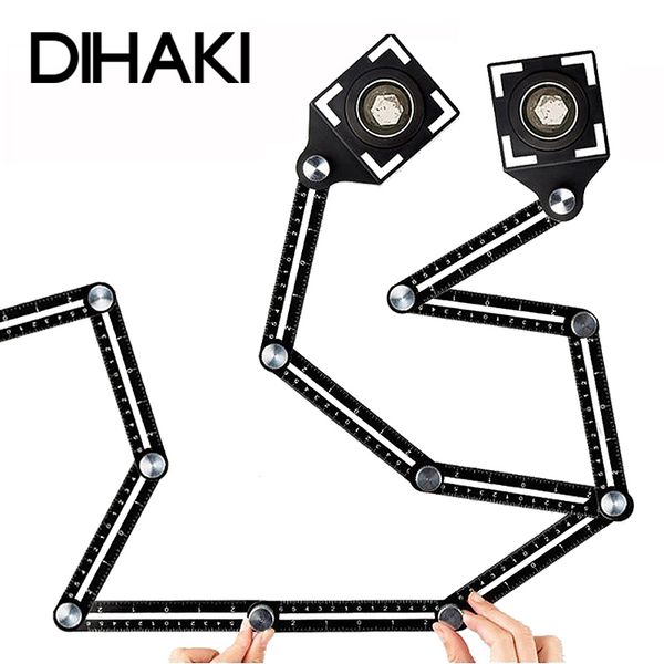 

tile hole locator adjustable multi angle measuring ruler protractor 6-sides ruler floor tile glass woodworking universal puncher