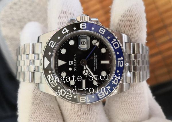 

mens steel jubilee bracelet automatic 2836 watches bp factory batman gmt ii watch black blue ceramic bezel mens 126710 men eta wristwatches, Slivery;brown