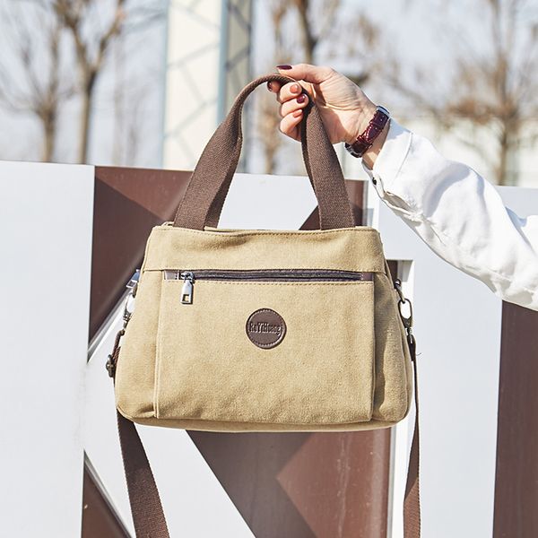 

canvas sports outdoor square messenger bag leisure neutral solid color handbagswith zipper student school travel bags #a