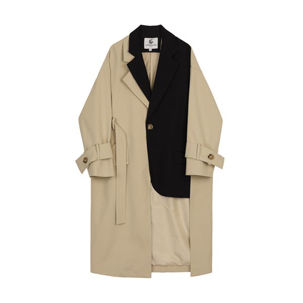 

contrast color stitching loose w095, Tan;black