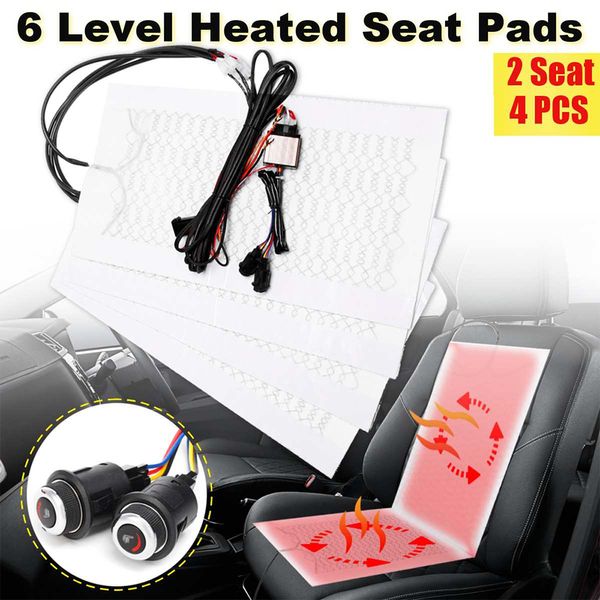 

carbon fiber 4pcs 6-speed knob universal car heater heating cushion seat heated temp adjustment rotary switch two seats