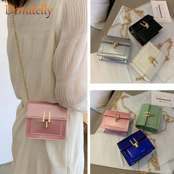 

exquisite lock shiny pu leather ladies small square bag fashion shoulder messenger bag women design new ladies clutch