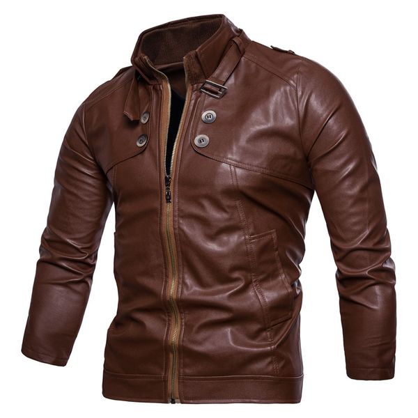 

men motorcycle pu leather jackets 3xl man pu streetwear coat mans bomber suits windbreaker mlj9, Black;brown