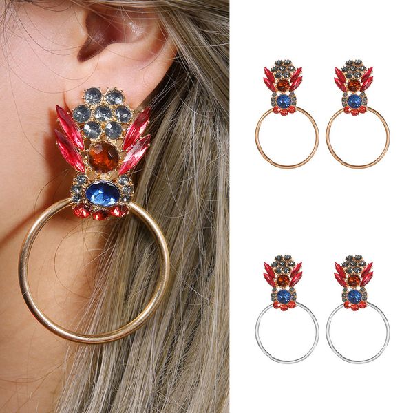 

otoky earrings stylish and elegant bohemian metal rhinestone geometric round earrings ladies jewelry for women 19may22, Silver