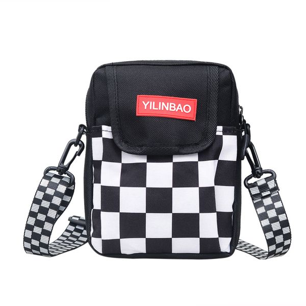 

harajuku plaid panelled shoulder messenger bags women crossbody lattice student schoolbag couples riding bag phone pocket