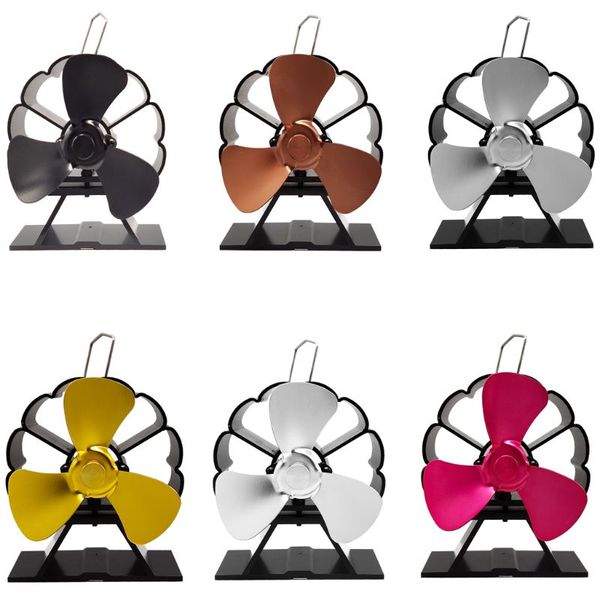 

3 blades mini heat powered fireplace stove fan aluminum silent eco-friendly fan 18dec31