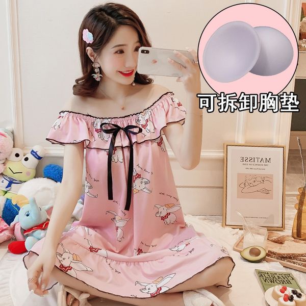 

2020 summer sleeveless slash neck nightgowns for women fashion print bow sleepwear night gown nightdress home dress nighty, Black;red