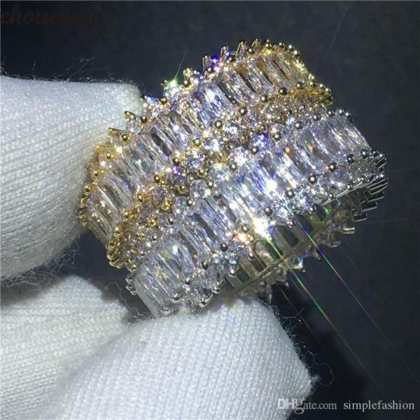

vecalon классический обручальное кольцо белое золото заполненные алмазов cz камень обручальные обручальные кольца для женщин мужчины ювелирн, Slivery;golden