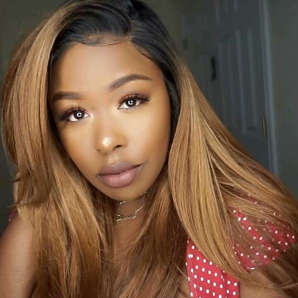 Ombre Honey Blonde 1b 27 Thick Glueless Full Lace Human Hair Wigs