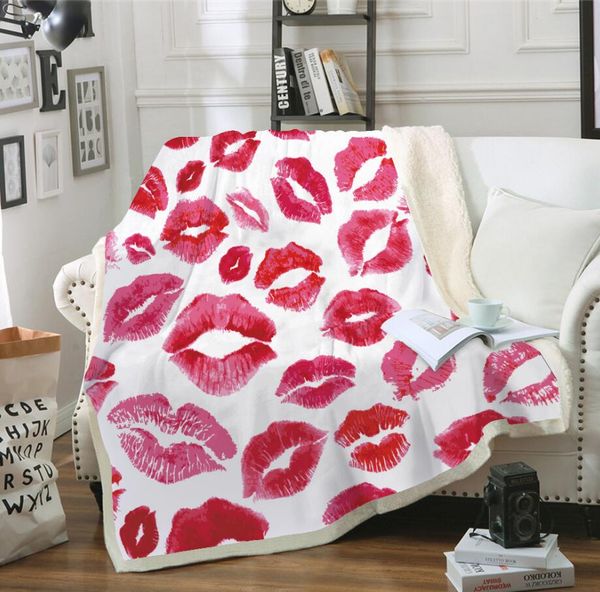 

hoodie blanket plush throw blanket 3d red lip printed sherpa fleece microfiber throw 2019 drop shipping