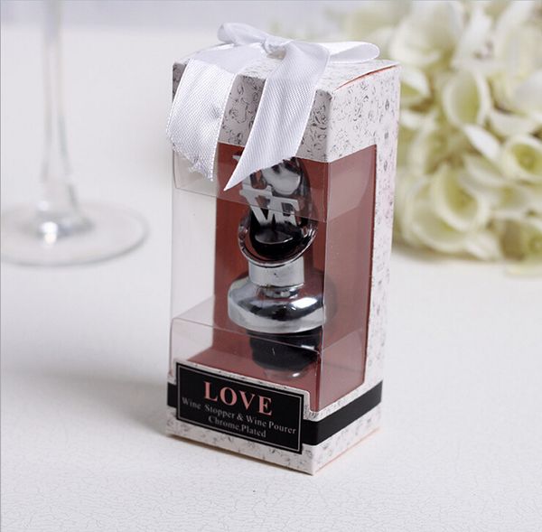 100 Stück „LOVE“ Chrom-Flaschenausgießer und Stopper-Set, Hochzeitsgeschenke, Partygeschenke, Weinstopfen, Hochzeitsgeschenke, Großhandel, Brautparty, lin5106