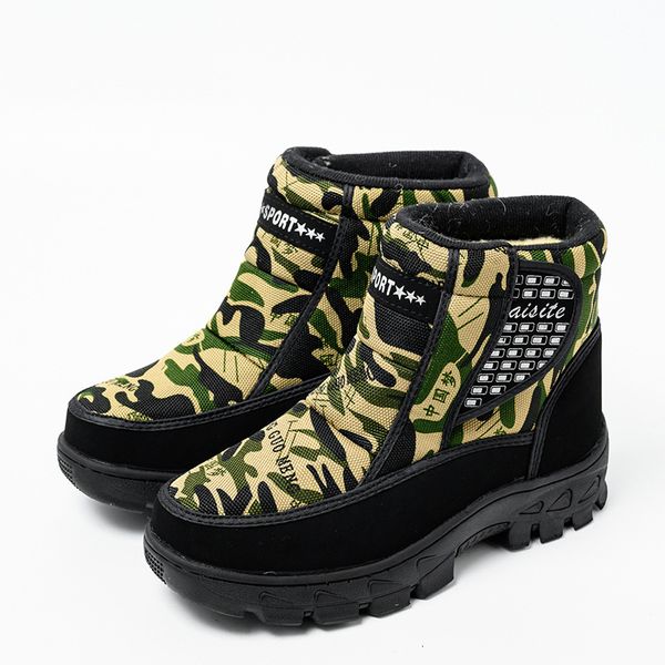 

men boots 2019 new winter shoes waterproof non-slip men ankle snow boots platform thick plush for -40 degrees, Black