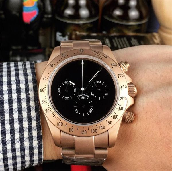 

new style luxury watch mens watches daytonna quartz movement fashion designer sports wristwatches stainless steel lock clasp, Slivery;brown