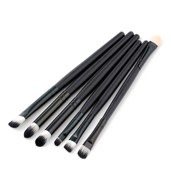 

Горячая 6Pcs глаз Кисти Black / Gold Tube набор кистей для макияжа глаз тени для бровей кисти красоты макияж инструмент