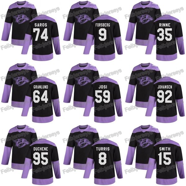 

59 roman josi 2020 hockey fights cancer nashville predators 95 matt duchene ryan johansen juuse saros mikael granlund jersey, Black;red