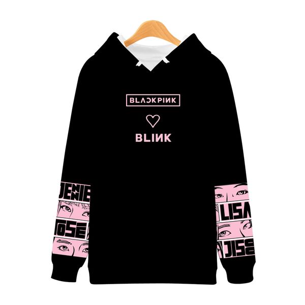 

shirt woman blackpink group close 3d digital printing men and women paragraph good belt cap grab velvet jacket t shirts, Black