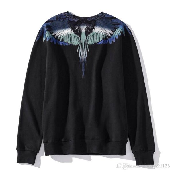 

marcelo burlon mens designer hoodies 19fw luxury designer hoodie mb bule wings printed men women sweatshirt street hip hop, Black