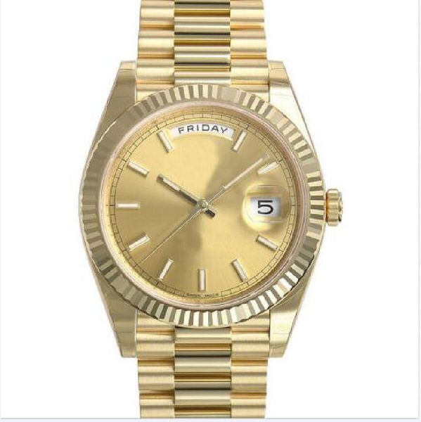 

wholesale mens watches fashion automatic machinery casual modern mens watches day date president 40mm yellow gold champagne in, Slivery;brown