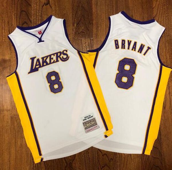 

men los angeles lakers kobe bryant 2003-04 white hardwoods classics player jersey, Black;red